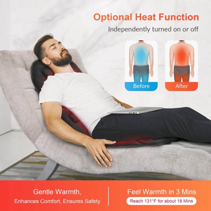 Massage Seat Cushion with Heat 10 Motors Vibration Chair Pad W186