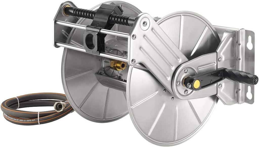 Stainless Steel Garden Hose Reel, Wall/Floor Mounted, 150-Feet 5/8 Hose Capacity G331747