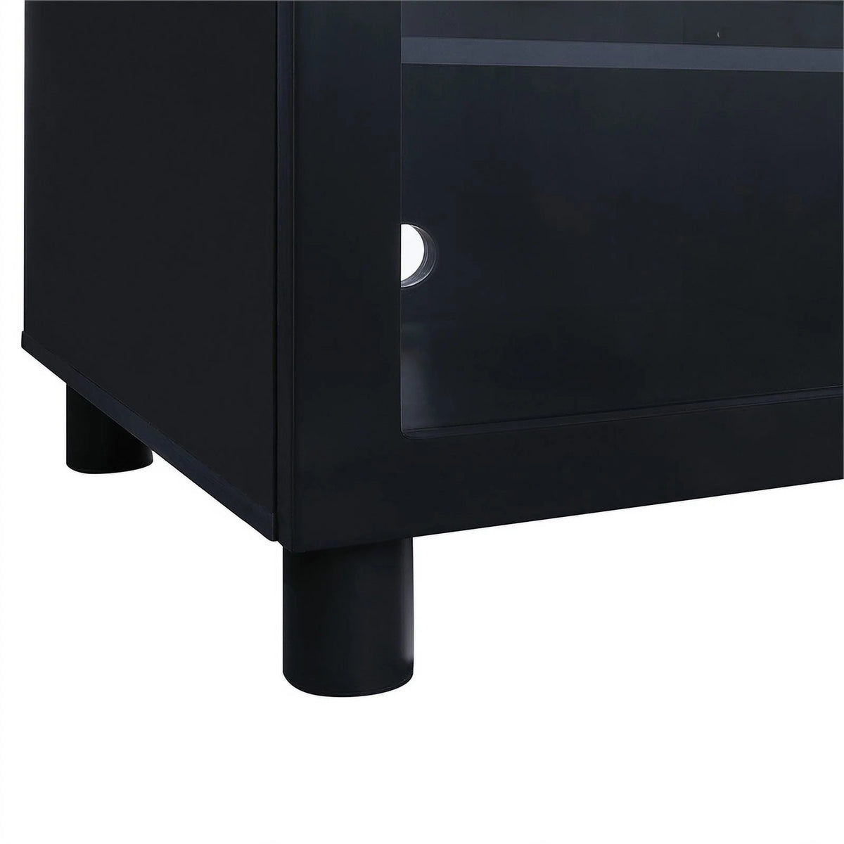 72" Black Engineered Wood TV Stand with Tempered Glass G174806