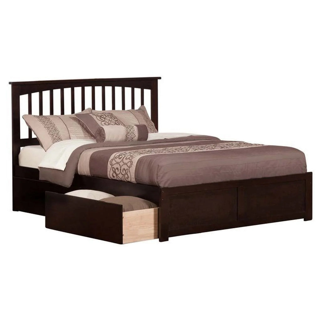 Espresso Solid Wood King Storage Platform Bed J793