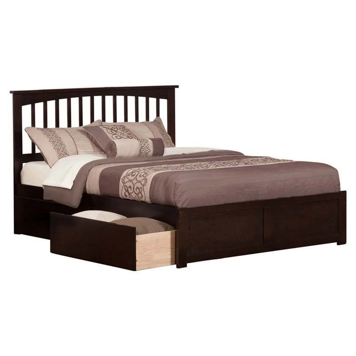 Espresso Solid Wood King Storage Platform Bed J793
