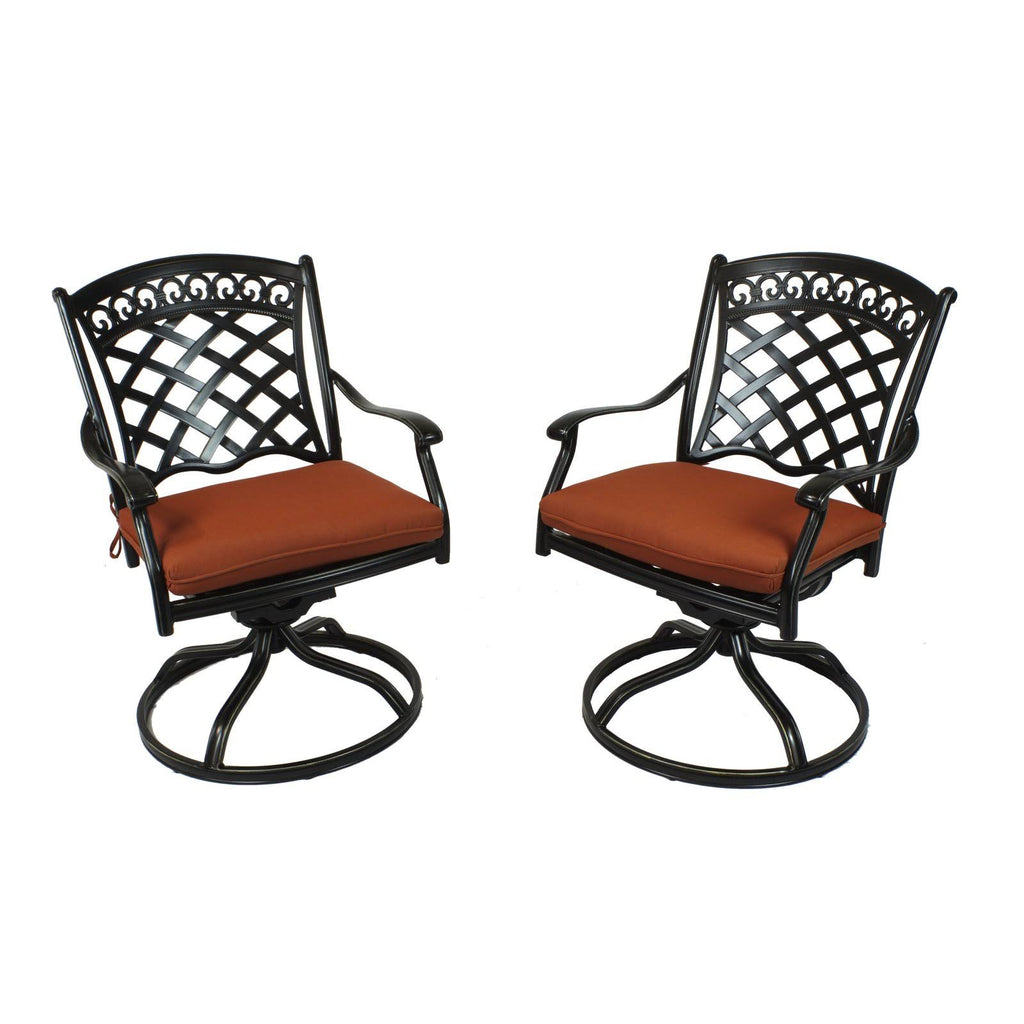 Black Cast Aluminum Outdoor Swivel Rockers - Set of 2 N574311