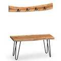 Hairpin Natural Live Edge Bench with Coat Hook Set X930206