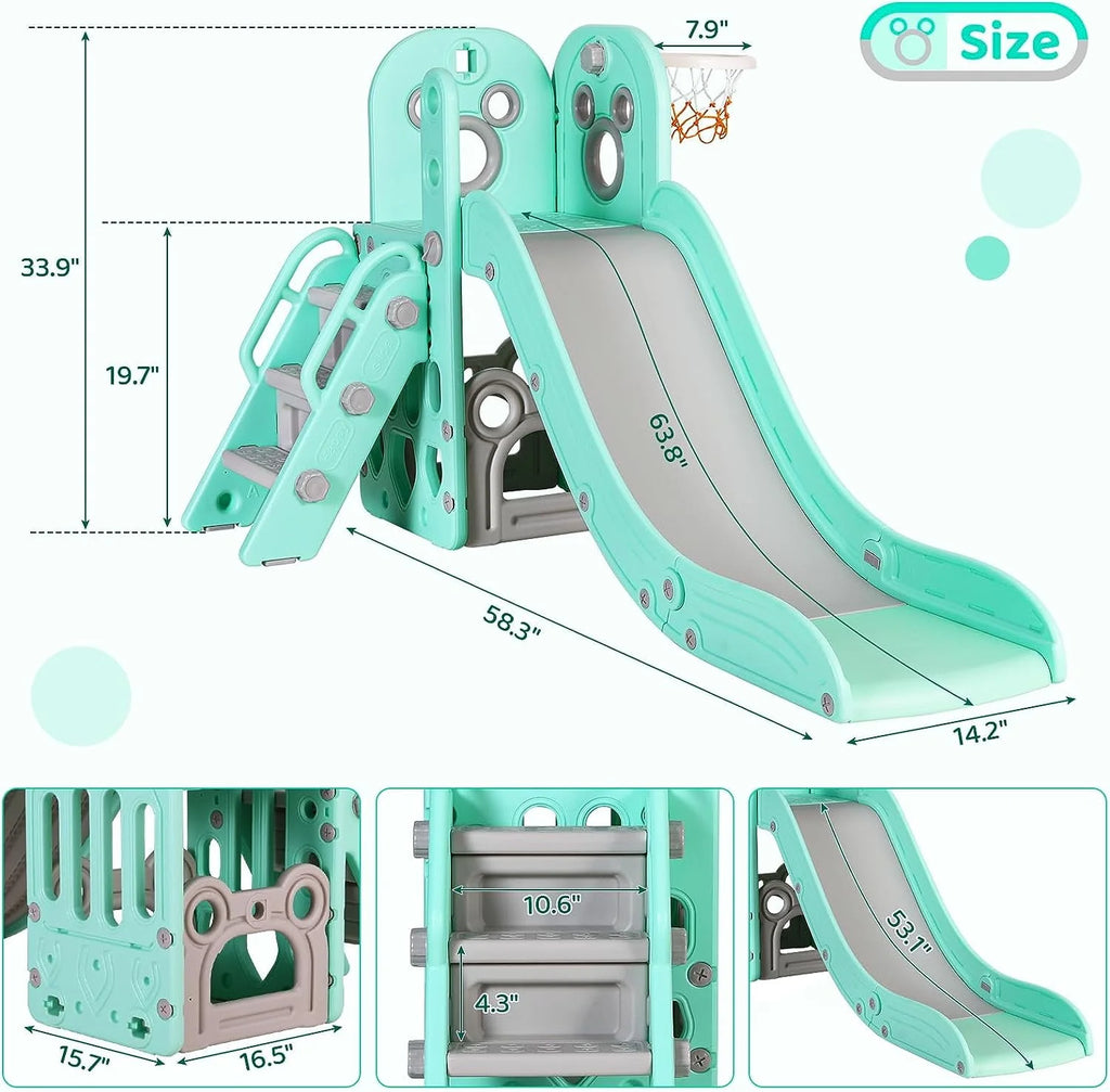 4 in 1 Toddler Slide and Climber Playset with Basketball Hoop Z81274