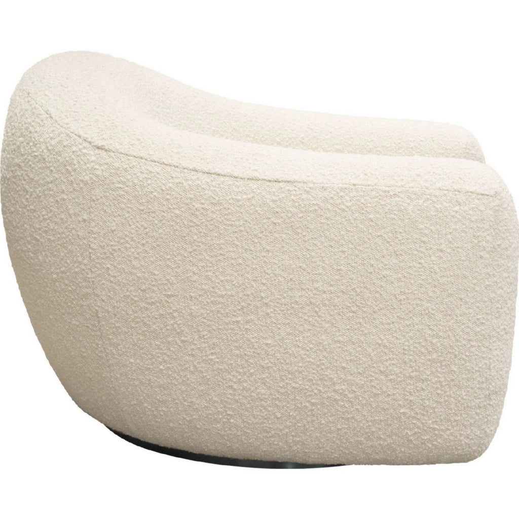Bone White Boucle Swivel Accent Chair E42510