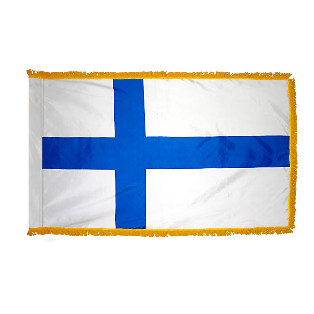 3ft. x 5ft. Finland Flag with Side Pole Sleeve and Fringe M324008