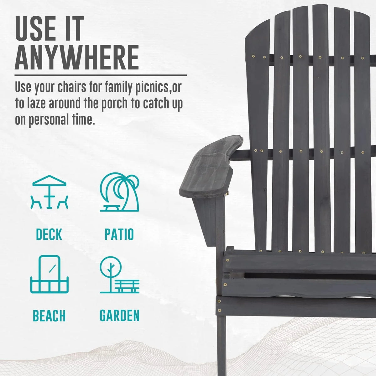 Folding Adirondack Chair Set of 2 Grey X127644