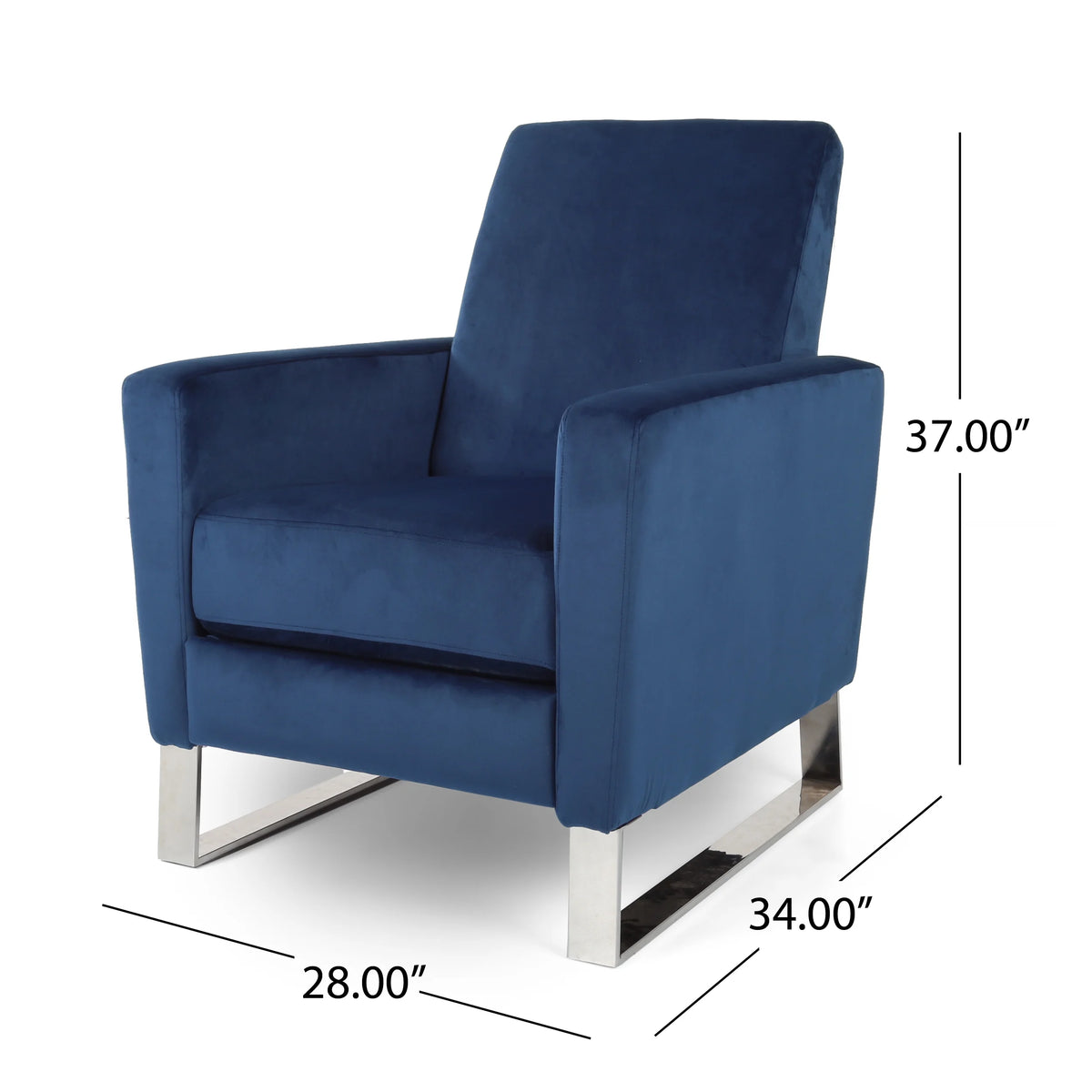 Cobalt Velvet Push Back High Leg Recliner I955721