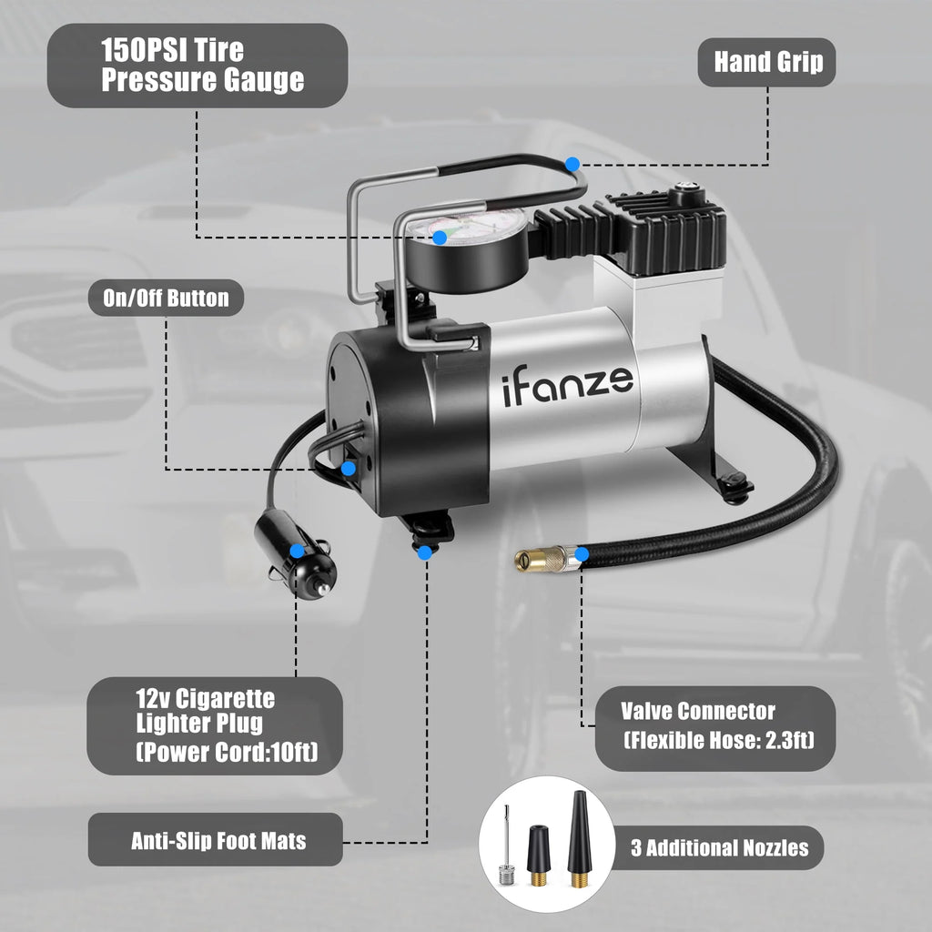 Portable DC 12V Tire Inflator Air Compressor with Mechanical Pressure Gauge D678314