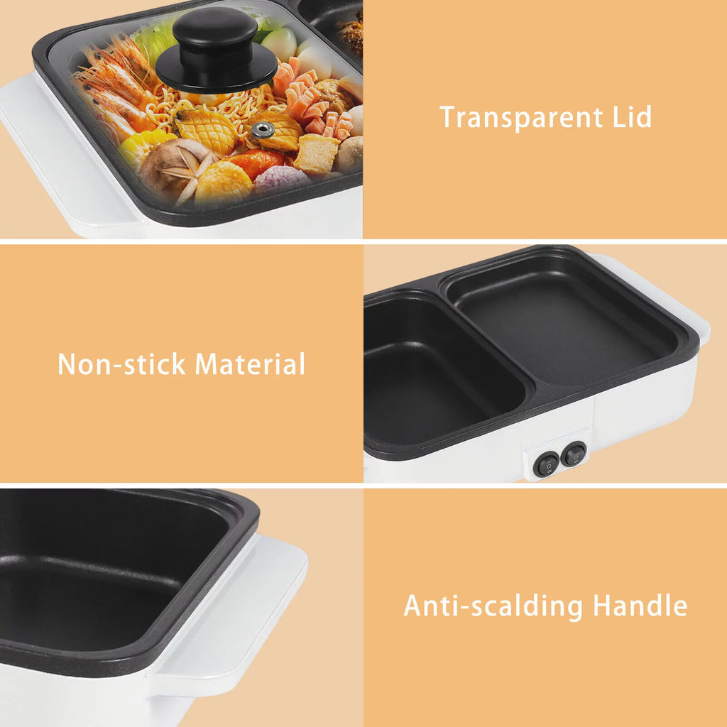 2 in 1 Non-Stick Electric Hot Pot and BBQ Grill E571