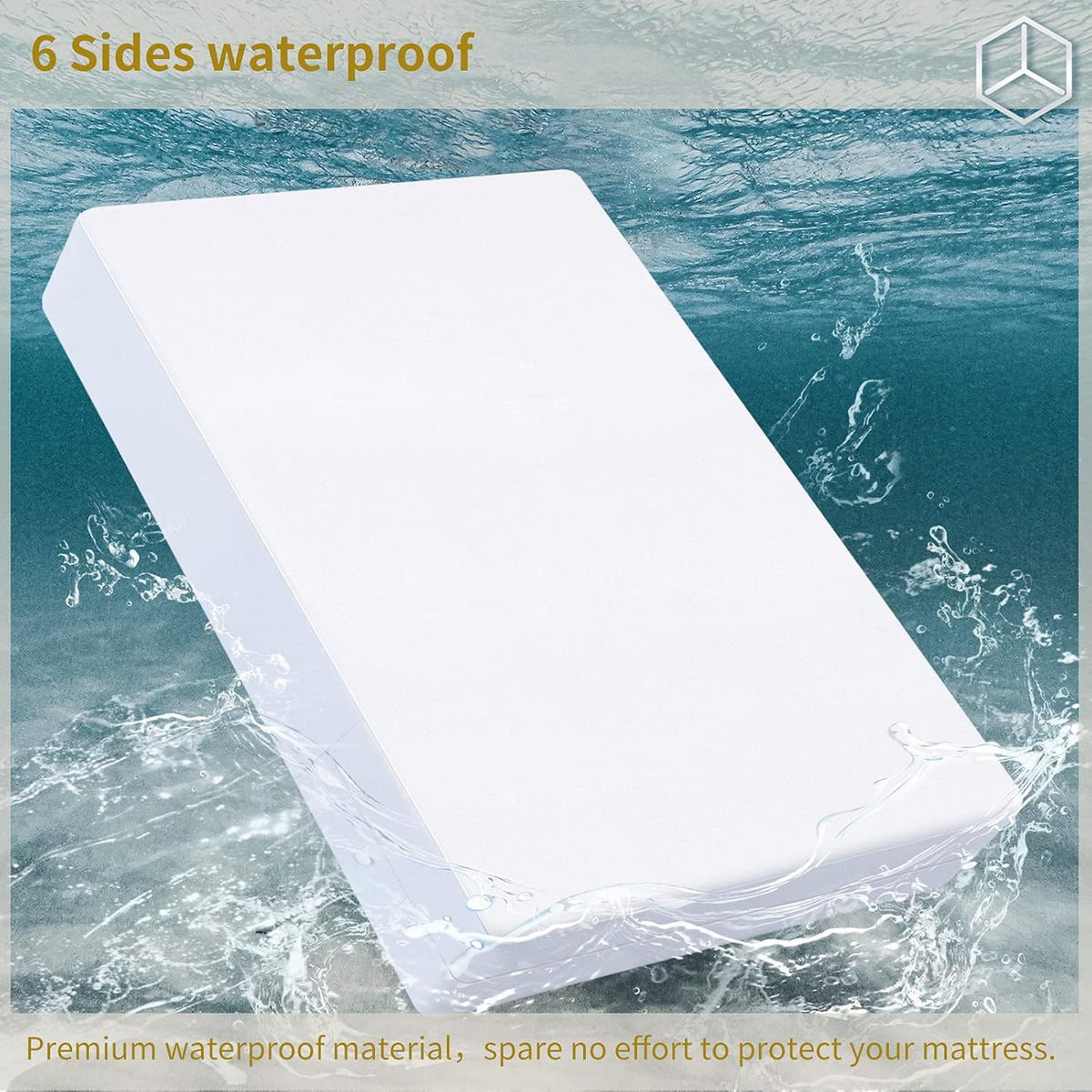 Queen 6 Sides Waterproof Cotton Terry Mattress Encasement with Zipper I15478