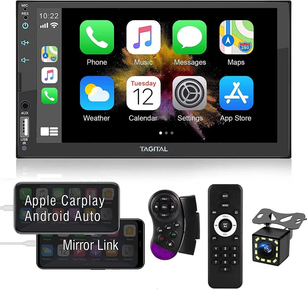 Double Din Car Stereo with 7 Inch HD Touch Screen, Bluetooth, Backup Camera O4897