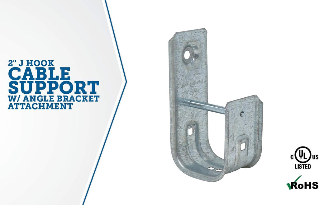 2 Inch Zinc Plated Steel Ceiling Mount J-Hook, 50 Pack B23967