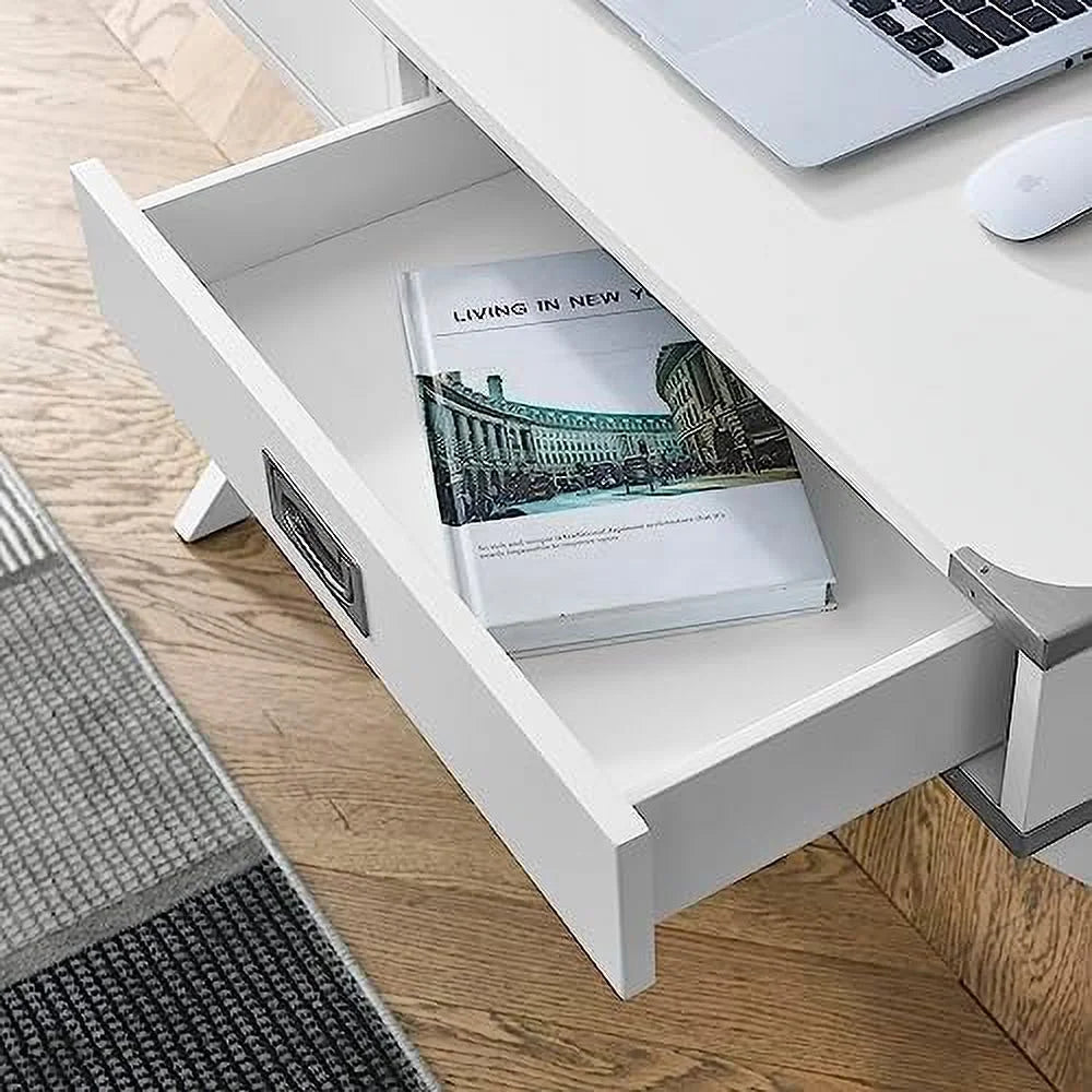 Small White Computer Desk with Drawer G9403