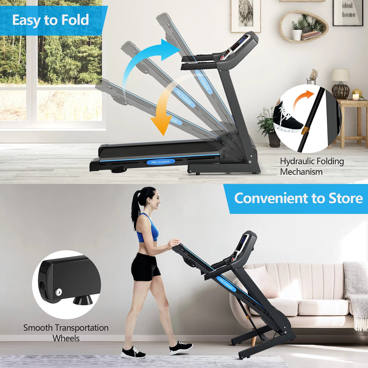 2.25HP Foldable Electric Treadmill H62589
