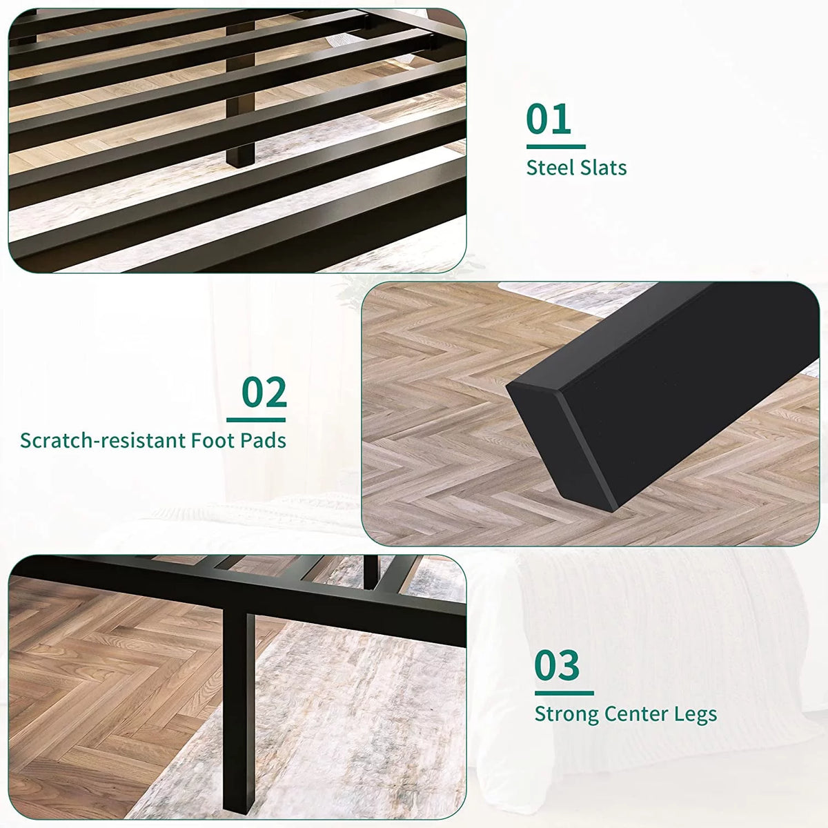 Twin Size Black Metal Bed Frame with Headboard G6069
