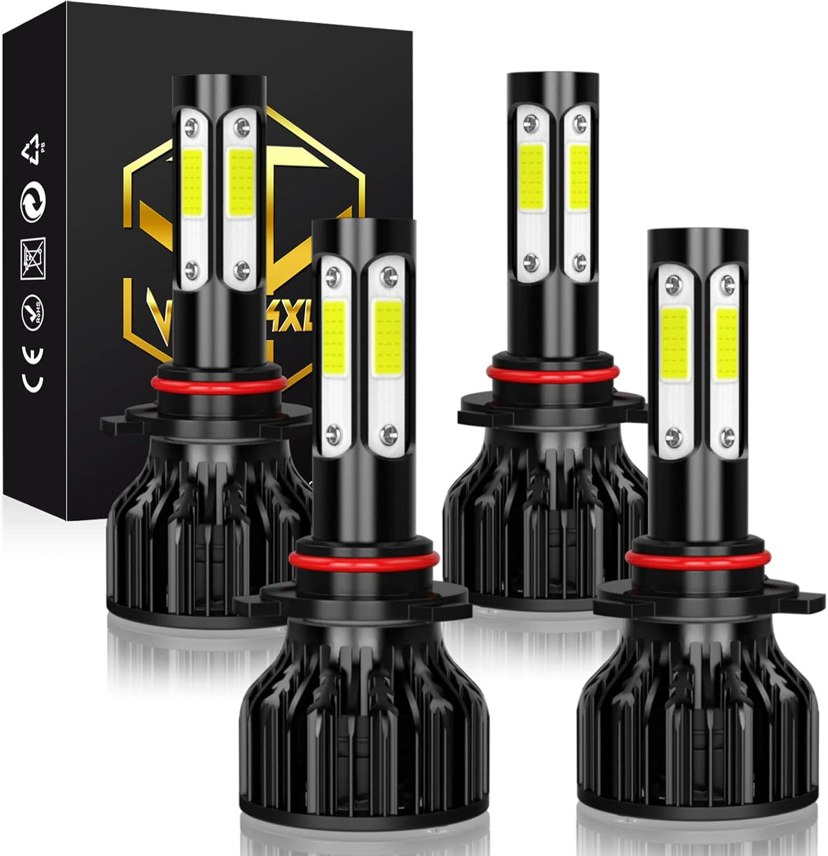 9005 9006 LED Headlight Bulb Kit, 6000K Cool White, 4-Pack N396918