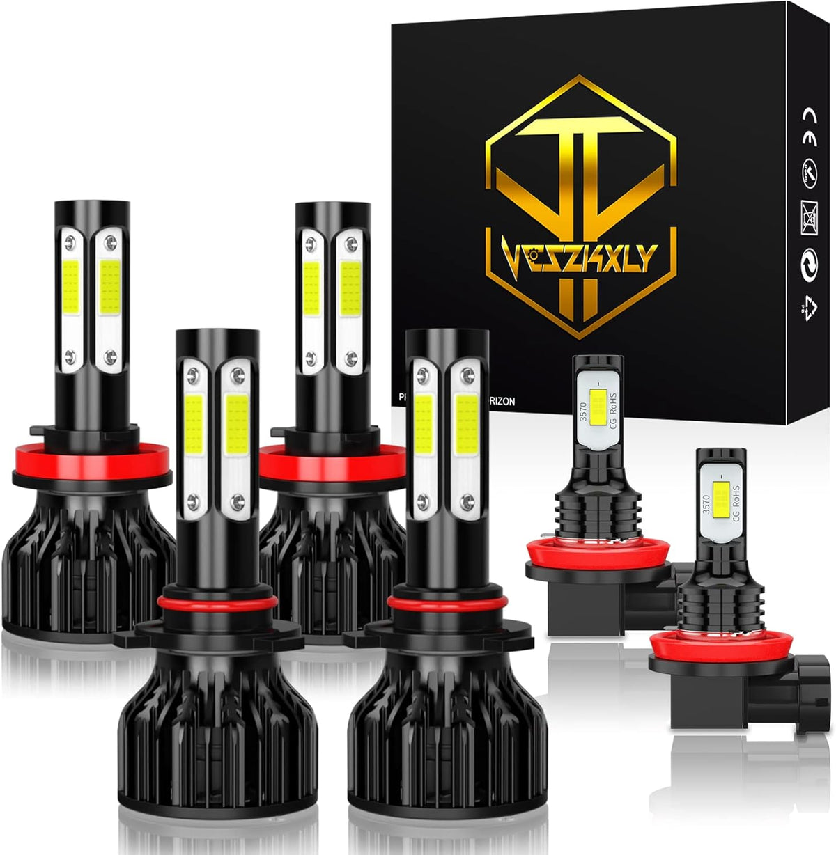 9005 9006 LED Headlight Bulb Kit, 6000K Cool White, 4-Pack N396918