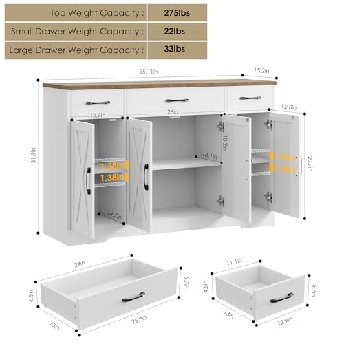 Ash Grey Buffet Sideboard Cabinet with Drawers H90720