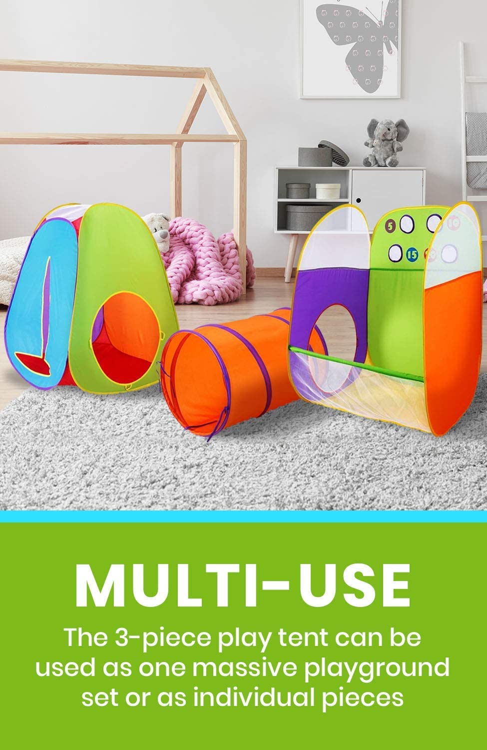 3 in 1 Play Tent Tunnel Set with 4 Balls W263