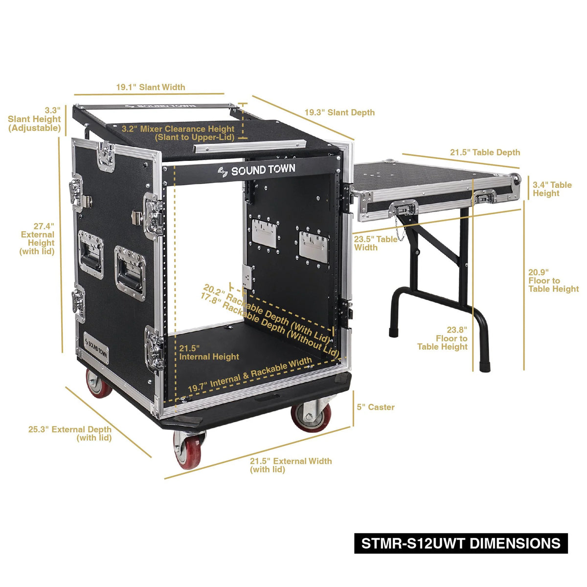 12U Plywood PA Rack Case with Casters U7570