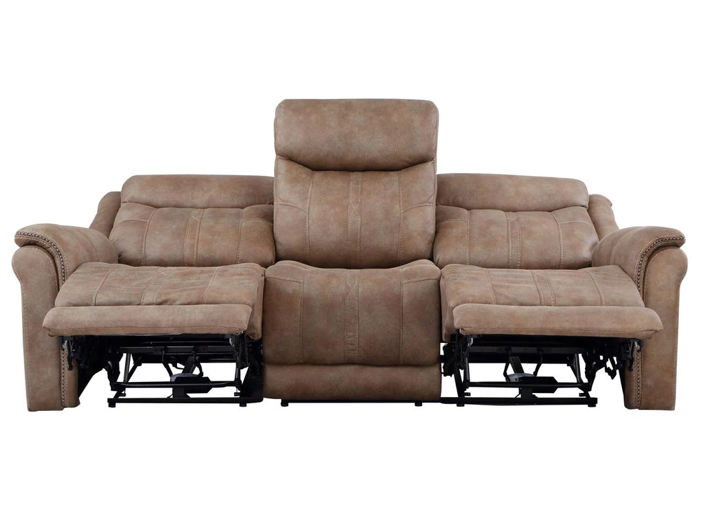 Camel Brown Polyester Faux Suede Power Reclining Sofa H3780