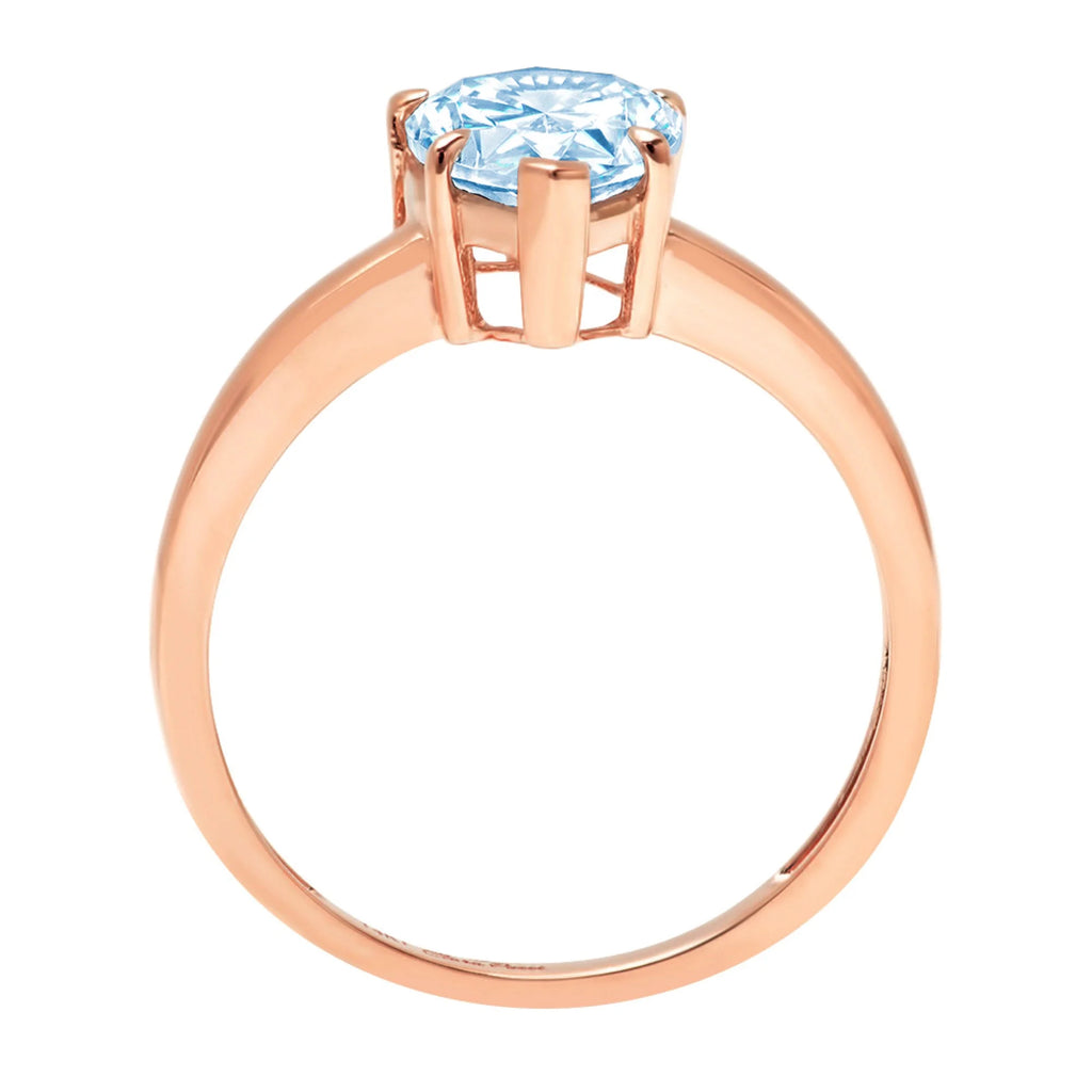 Pear Cut Blue Topaz Rose Gold Solitaire Ring W4059