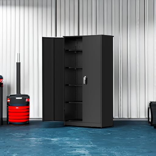 72" Metal Storage Cabinet with Lock and 4 Adjustable Shelves C804