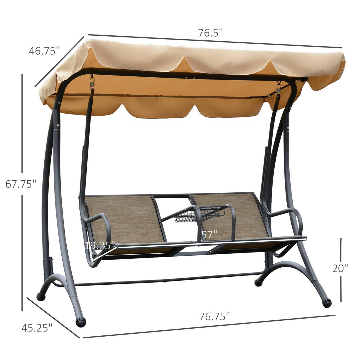 Covered Porch Canopy Swing Bench Chair with Stand M39506