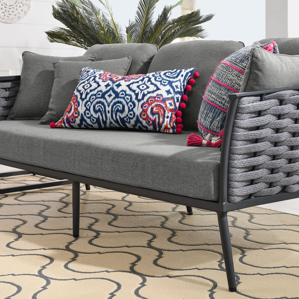 Grey Aluminum Fabric Lounge Sofa V8306