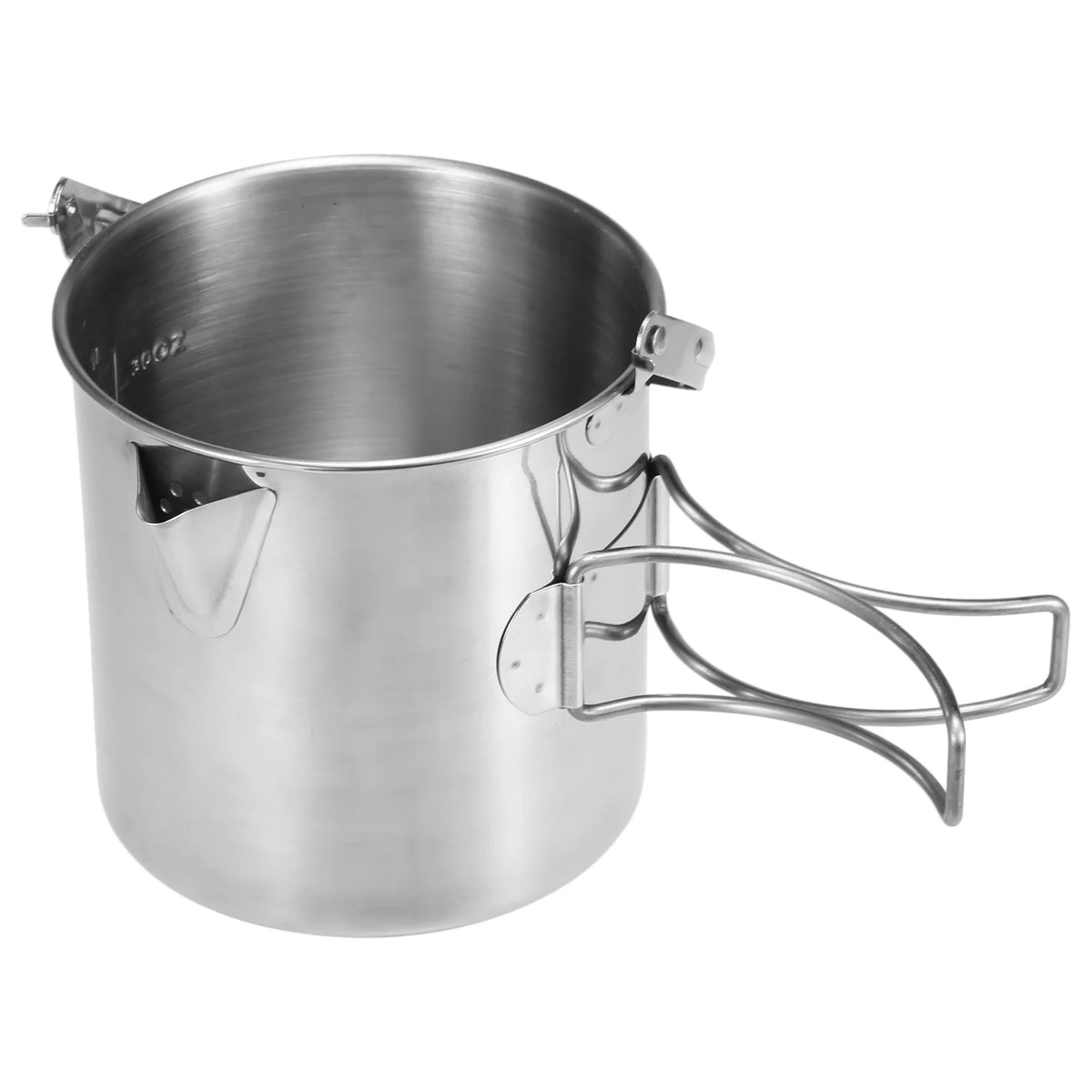 1L Stainless Steel Camping Pot with Foldable Handle C2344