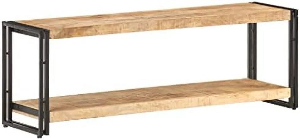 Rough Mango Wood TV Stand with Black Iron Frame N39505
