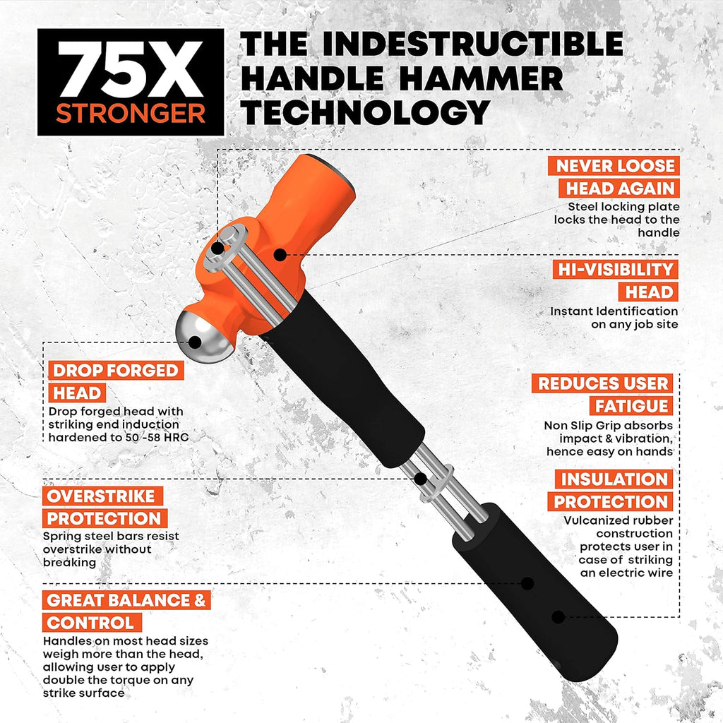 Ball Pein Hammer with Steel Head, Pack of 2 Z5575