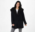 Black/Espresso Shearling Drape Car Coat J262