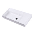 White Rectangular Wall Mount Bathroom Sink with Overflow O127537
