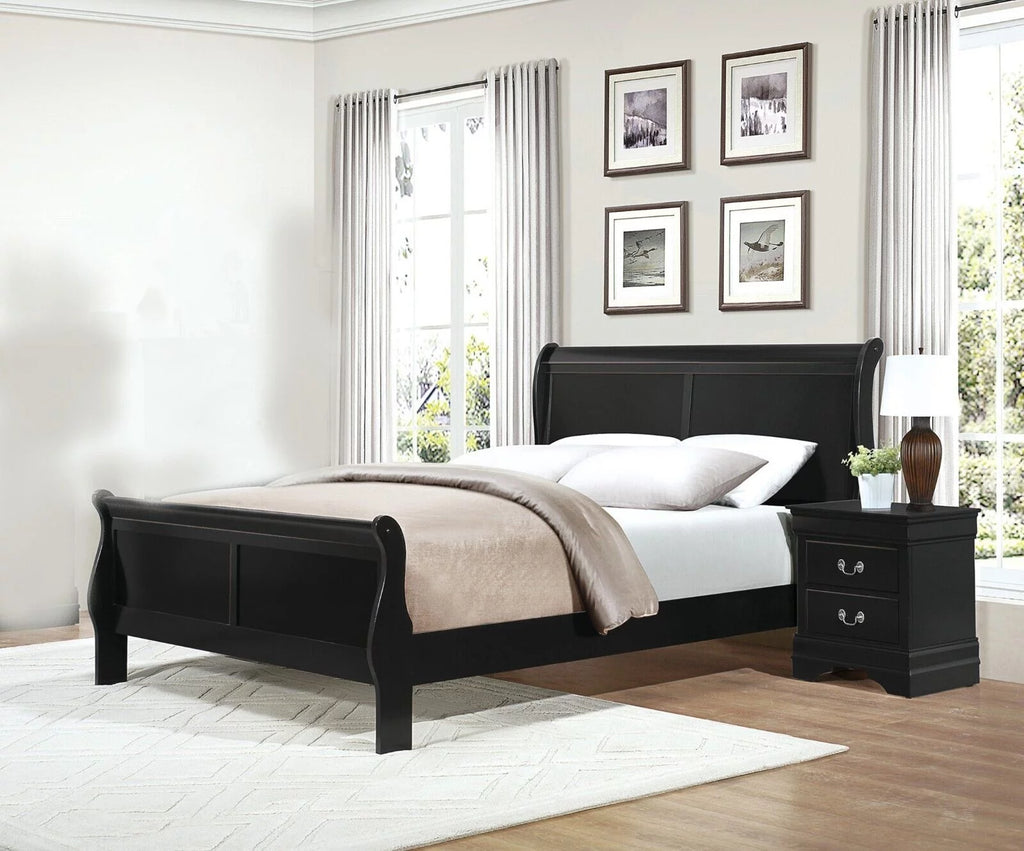 Black 3pc Queen Bed and Nightstands Bedroom Set G765651