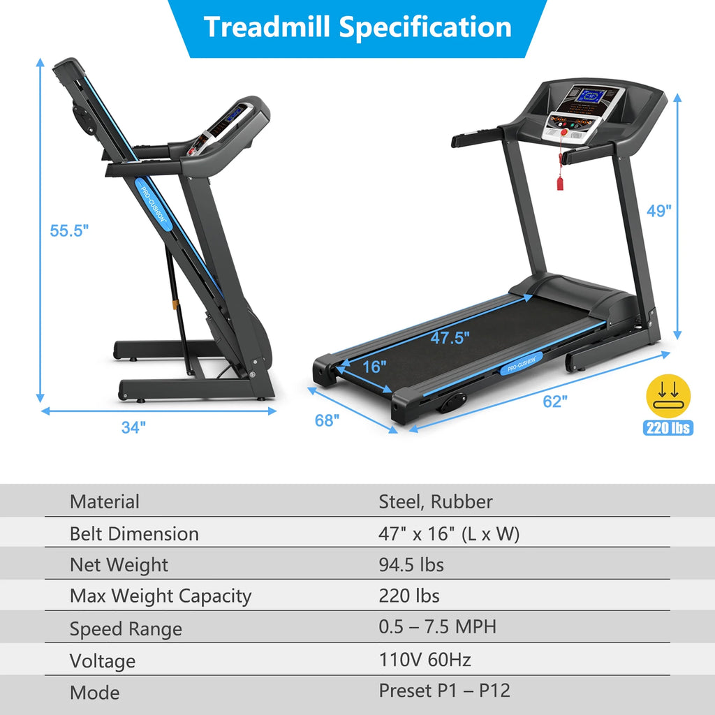2.25HP Foldable Electric Treadmill H62589