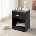 Set of 2 Black Wood Nightstand with Drawer S310878