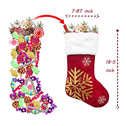2 Pcs 18 inches Burlap Christmas Stockings with Plush Cuff E52784