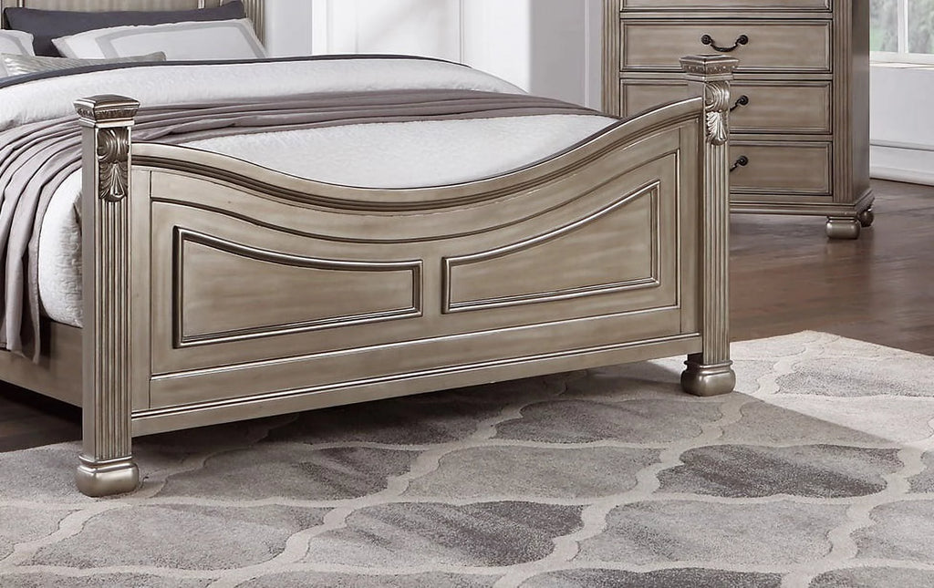 Eastern King Bed 2x Nightstands Grey Wood 3pc Set B81602
