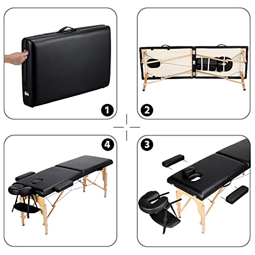 Portable Foldable Adjustable Massage Table 24 inch Black V268257