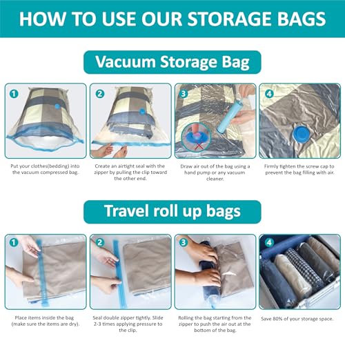 20 Pack Vacuum Storage Bags with Hand Pump O486759