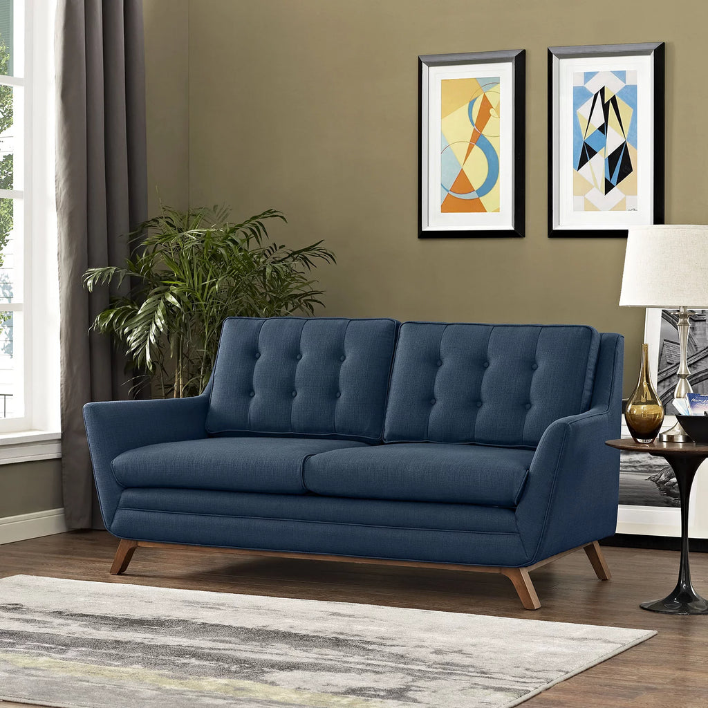 Navy Fabric Loveseat U288