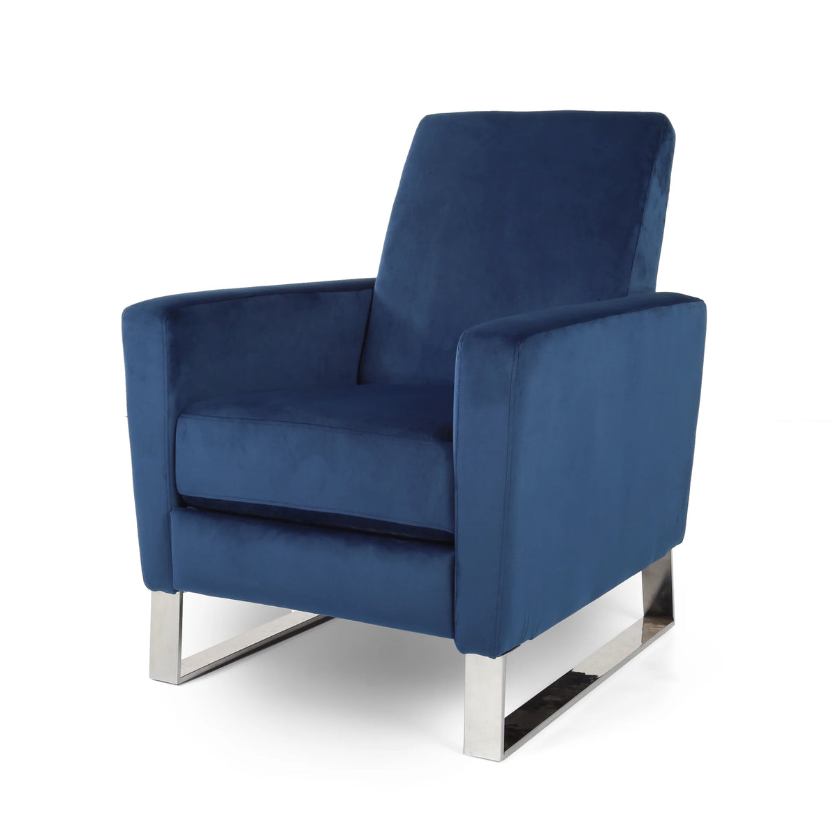 Cobalt Velvet Push Back High Leg Recliner I955721