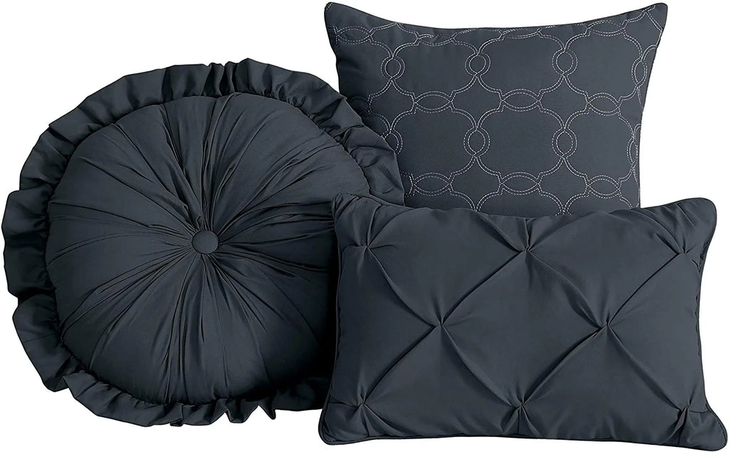 7-Piece Pintuck Comforter Set, Queen, Shadow Gray S27397