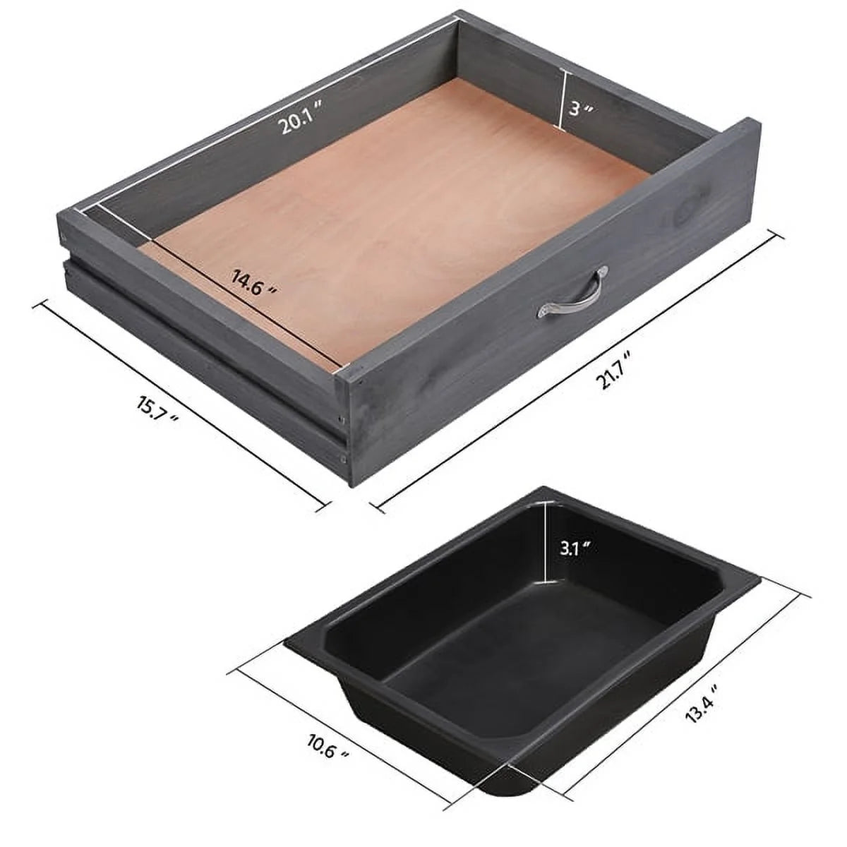 Wooden Potting Bench with Sink Drawer Rack Y748992