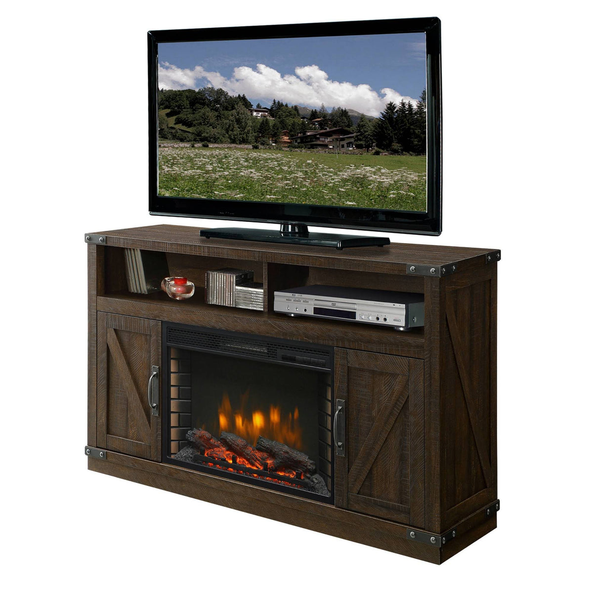 Rustic Brown 53 inch Electric Fireplace Y392121