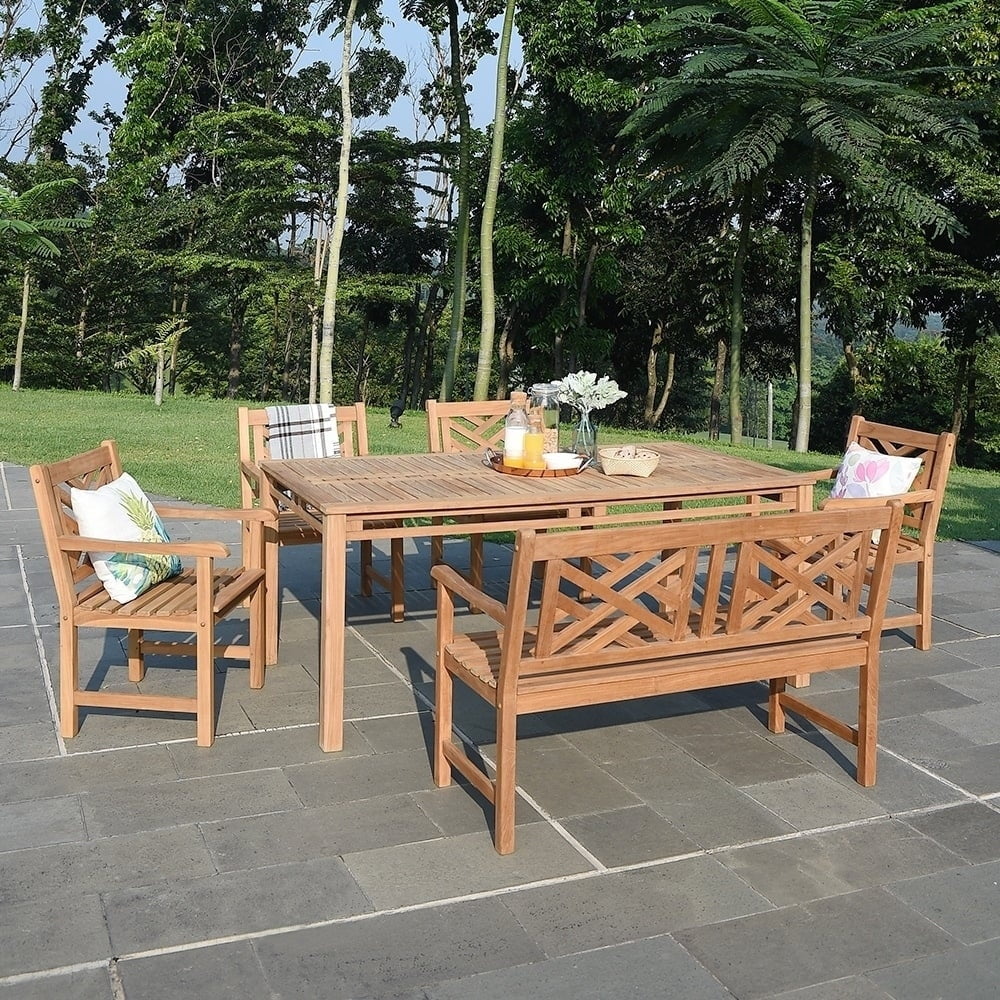 Natural Teak Wood Patio Bench F64902