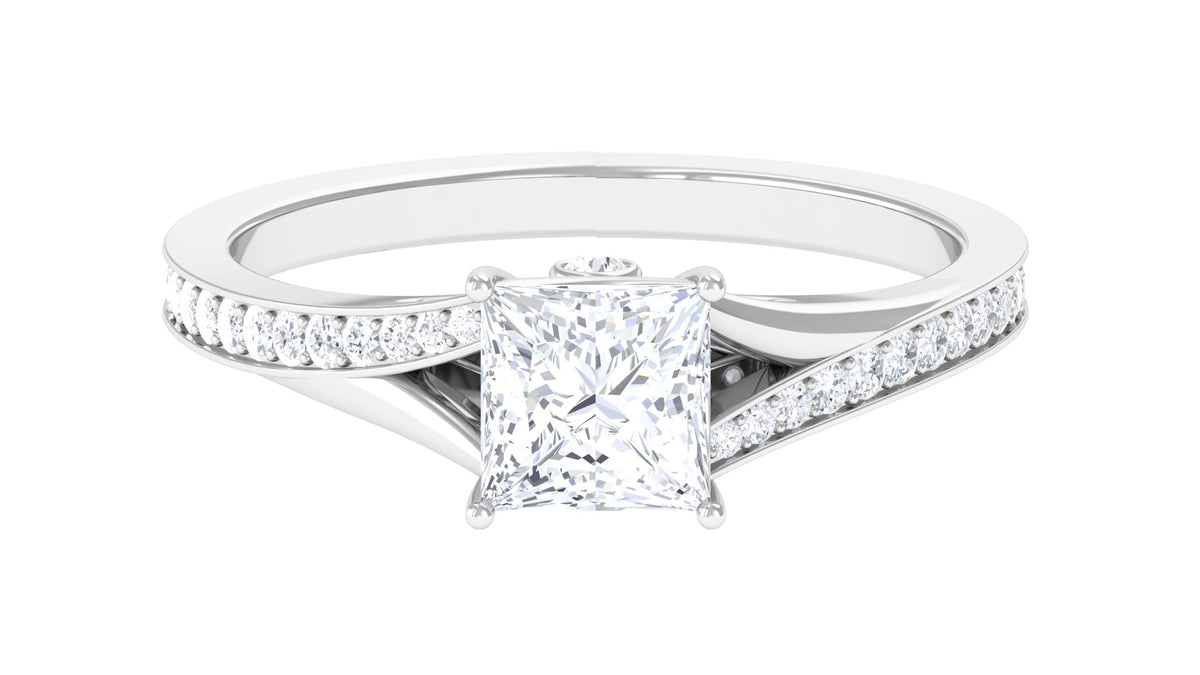 Princess Cut Moissanite Solitaire Engagement Ring (1.25 CT) 925 Sterling Silver J1075