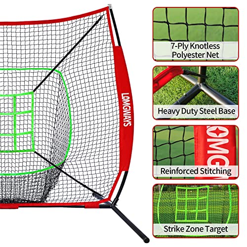 7'x7' Portable Baseball Net Set with Tee, Bat, Balls, Strike Zone, Carrying Bag O971967